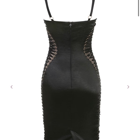 House of CB Angelina Black Satin Lace Up Corset Dress - Picture 10 of 16